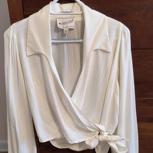 Weekend Doll Grace Wrap Blouse In Ivory, Size UK 14/Large